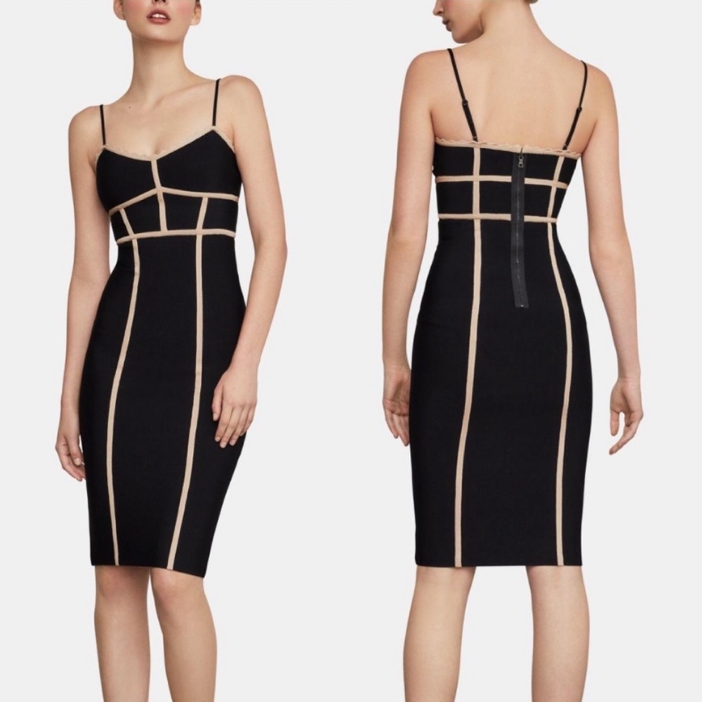 NWT BCBGMAXAZARIA Strappy Contrast Bodycon Dress